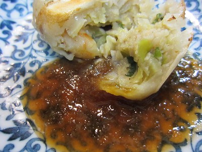 大根おろしポン酢で食べると美味しかった特製海老ニラ饅頭